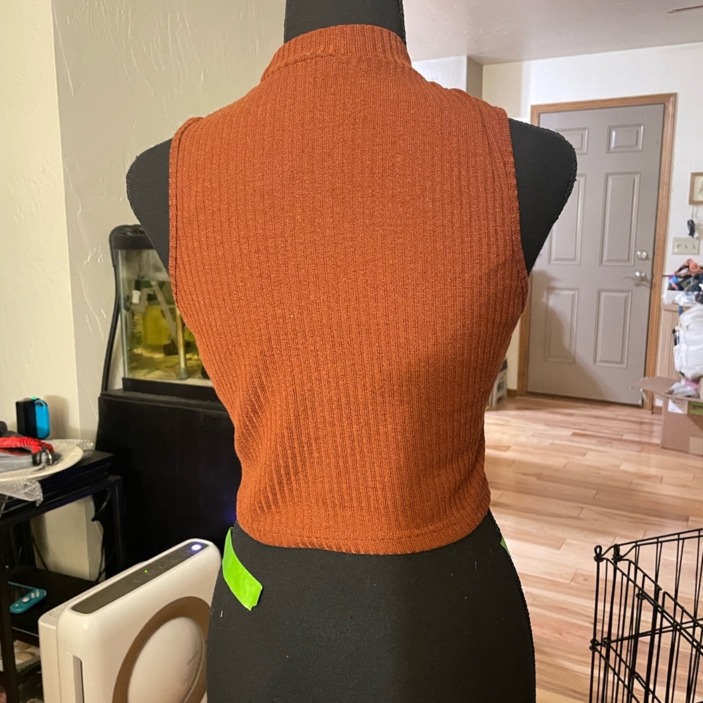SHEIN Rust Ribbed Crop Top - Picture 2 of 3